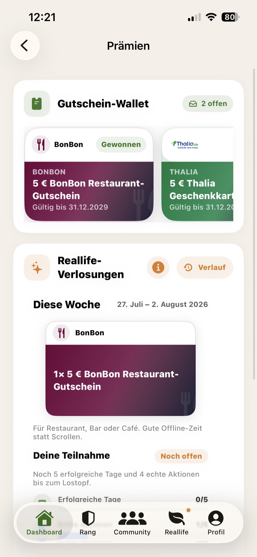 Prämien und Verlosungen